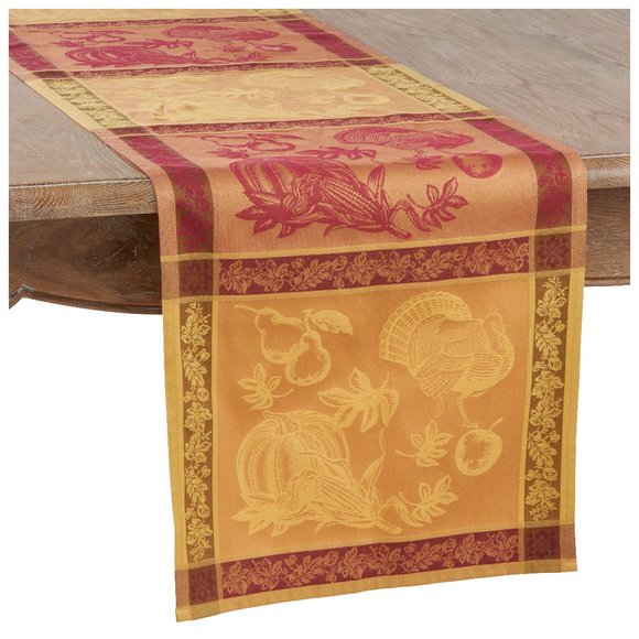 Thanksgiving Table Runner, Turkey and Pumpkin Motif, 16" x 84" - Picture 1 of 1